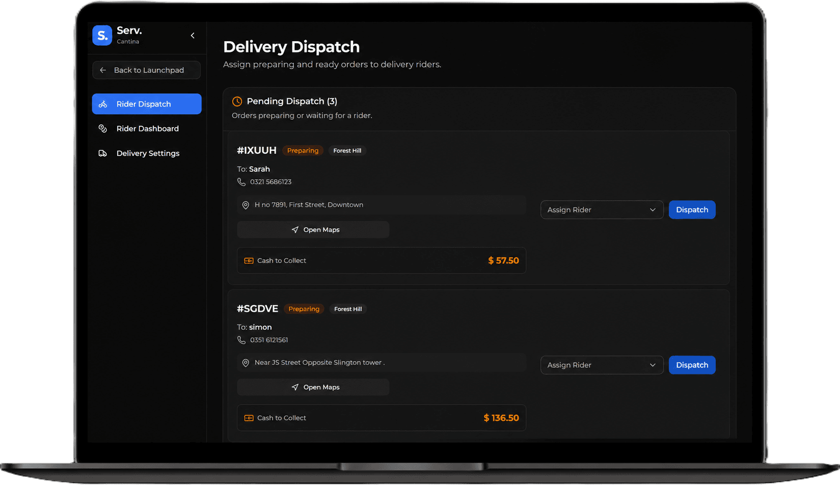 Serv Delivery/Dispatch Interface