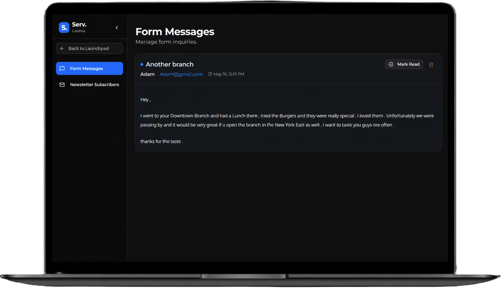 Serv Messages Interface