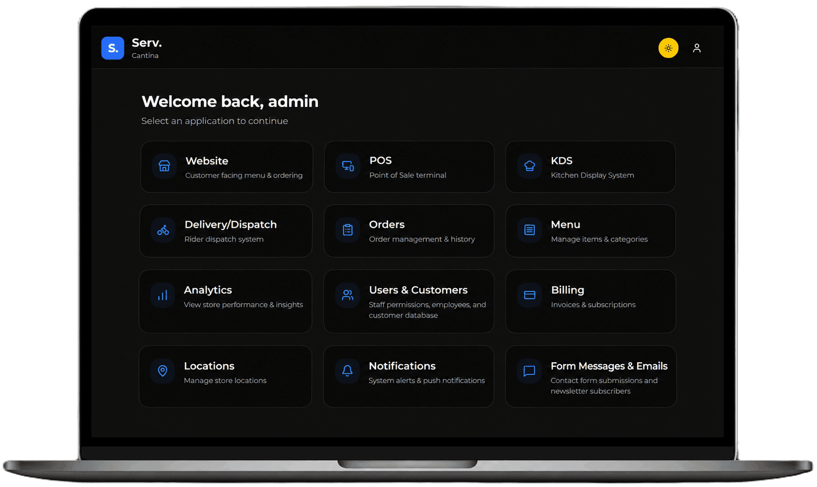 Serv. Dashboard Interface on MacBook