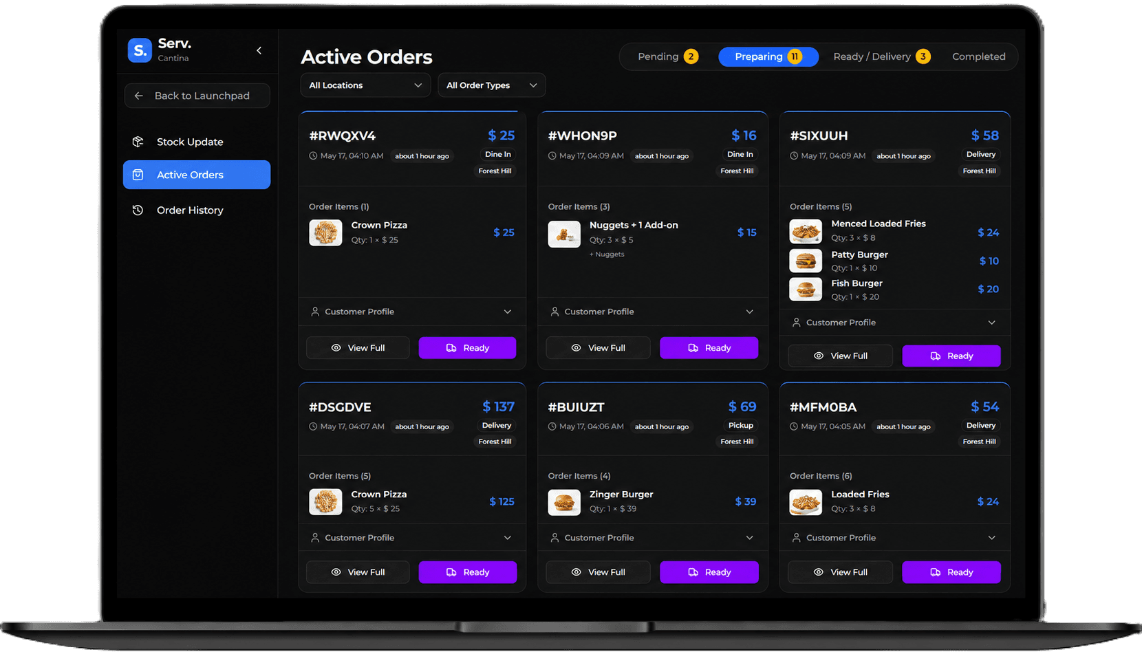 Serv Orders Interface